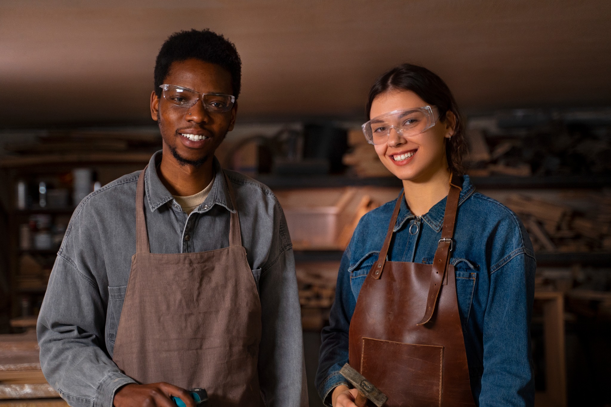 Two artisans discussing their work together